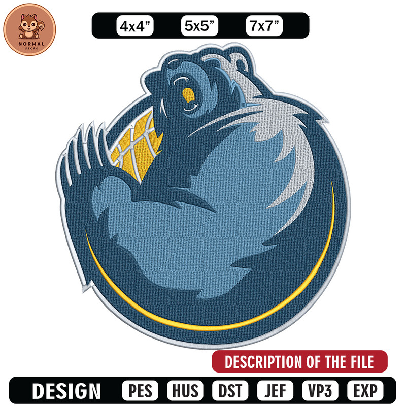 Memphis Grizzlies design embroidery design, NBA embroidery,Sport embroidery, Embroidery design,Logo sport embroidery..jpg