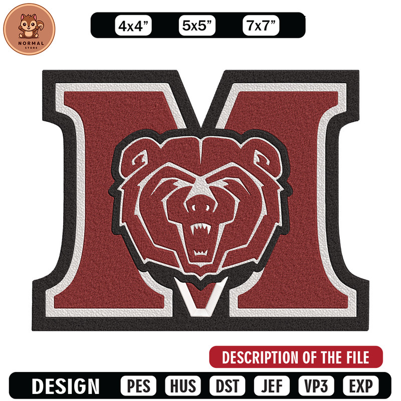 Missouri State logo embroidery design, MLB embroidery, Embroidery design, Logo sport embroidery, Sport embroidery.jpg