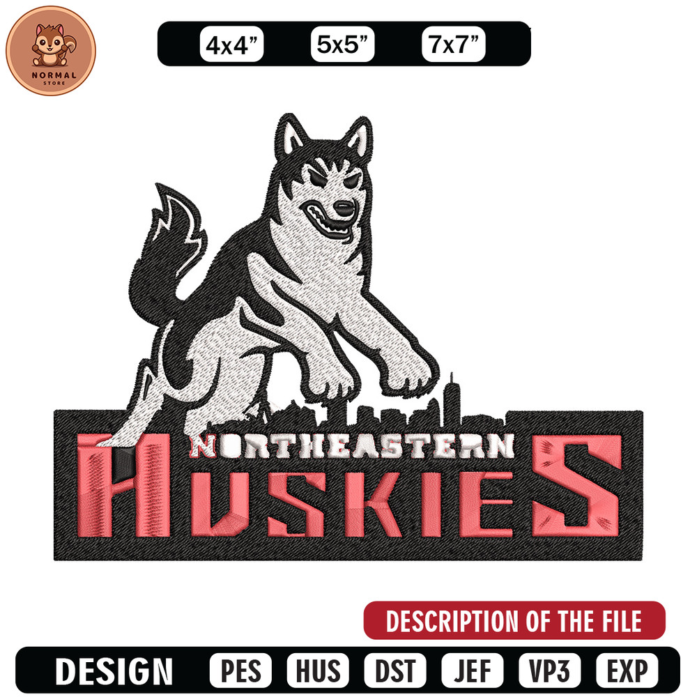 Northeastern Logo embroidery design, Logo embroidery, Sport embroidery, logo sport embroidery, Embroidery design.jpg