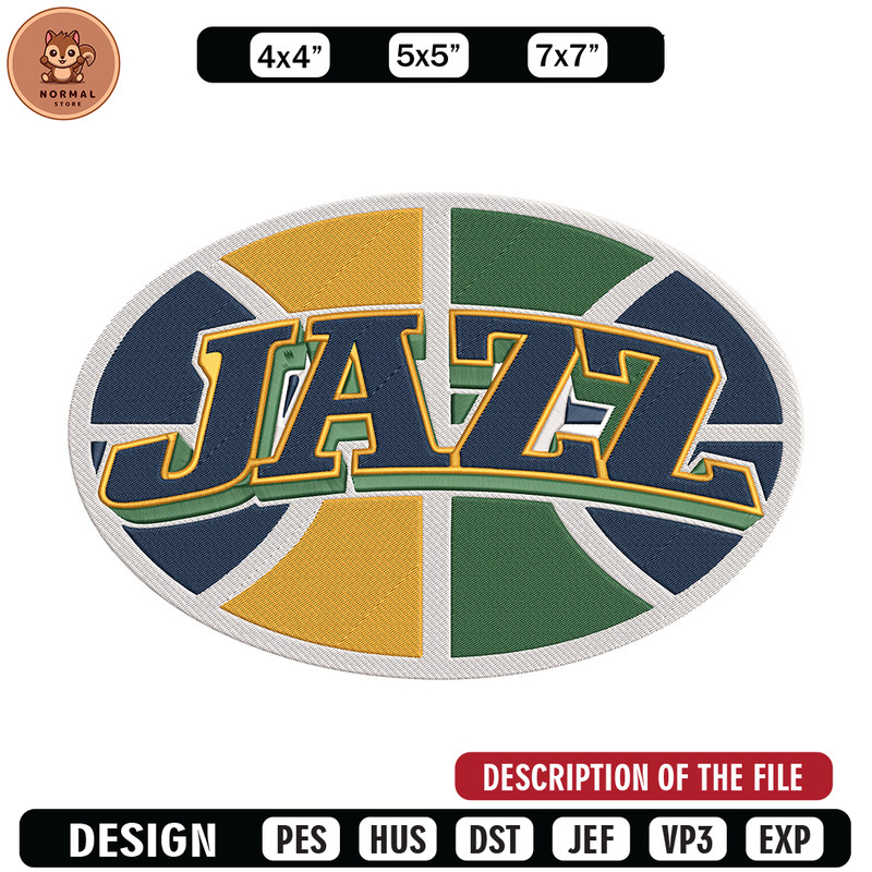 Utah Jazz basketball embroidery design, NBA embroidery, Sport embroidery, Embroidery design, Logo sport embroidery.jpg