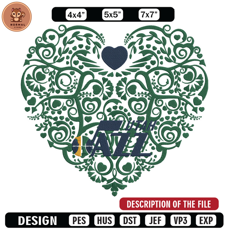 Utah Jazz heart embroidery design, NBA embroidery, Sport embroidery, Embroidery design, Logo sport embroidery.jpg
