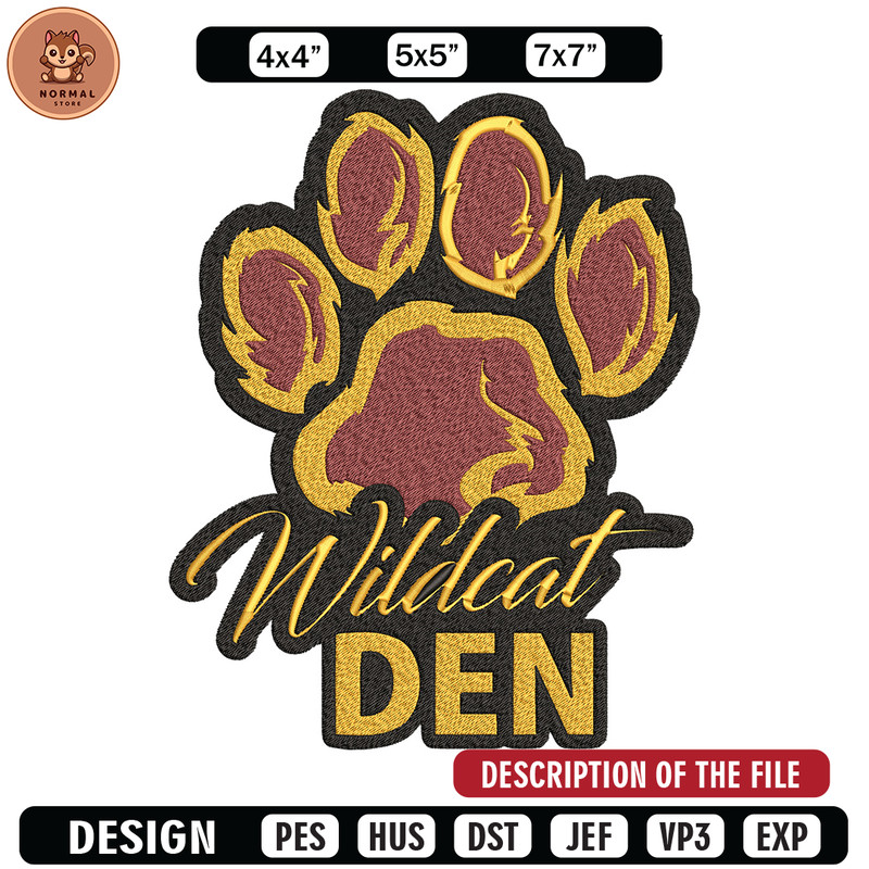 Wildcats' Den embroidery design, Logo embroidery, Sport embroidery, logo sport embroidery, Embroidery design.jpg