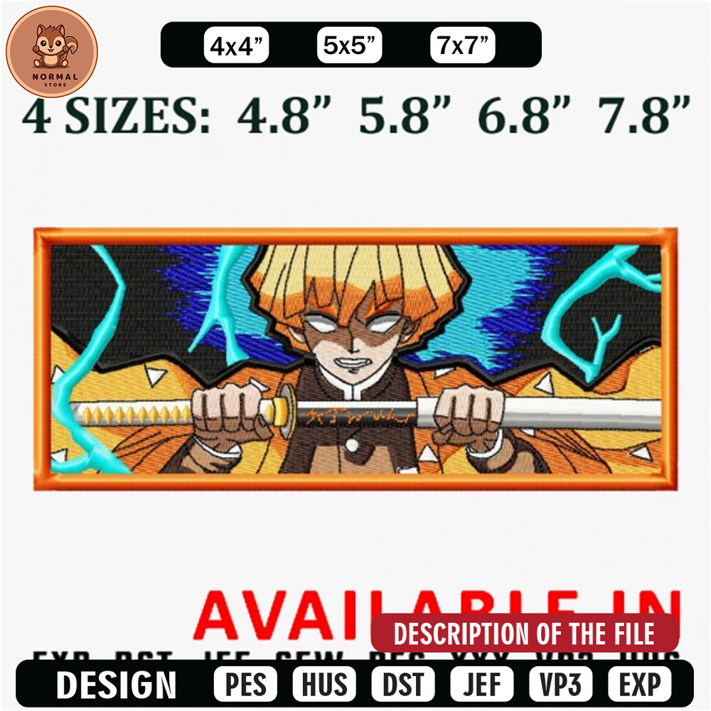 Agatsuma zenitsu frame embroidery design,Anime Embroidery,Anime shirt, Anime design, Embroidered shirt, digital download.jpg