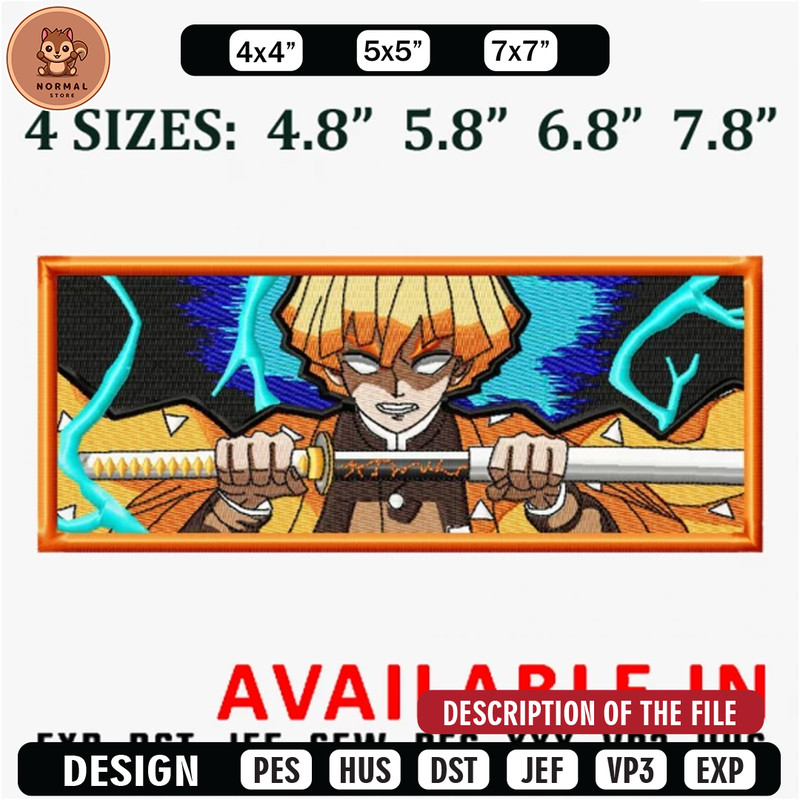 Agatsuma zenitsu frame embroidery design,Anime Embroidery,Anime shirt, Anime design, Embroidered shirt, digital download.jpg