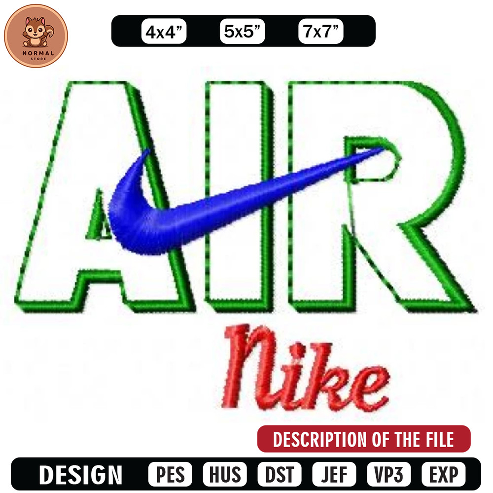 Air nike logo embroidery design, Sport Embroidery, Logo design, Embroidered shirt, Nike design, digital download.jpg