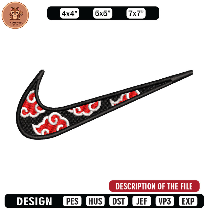Akatsuki Nike embroidery design, Naruto embroidery, Nike design, anime design, anime shirt, Digital download.jpg