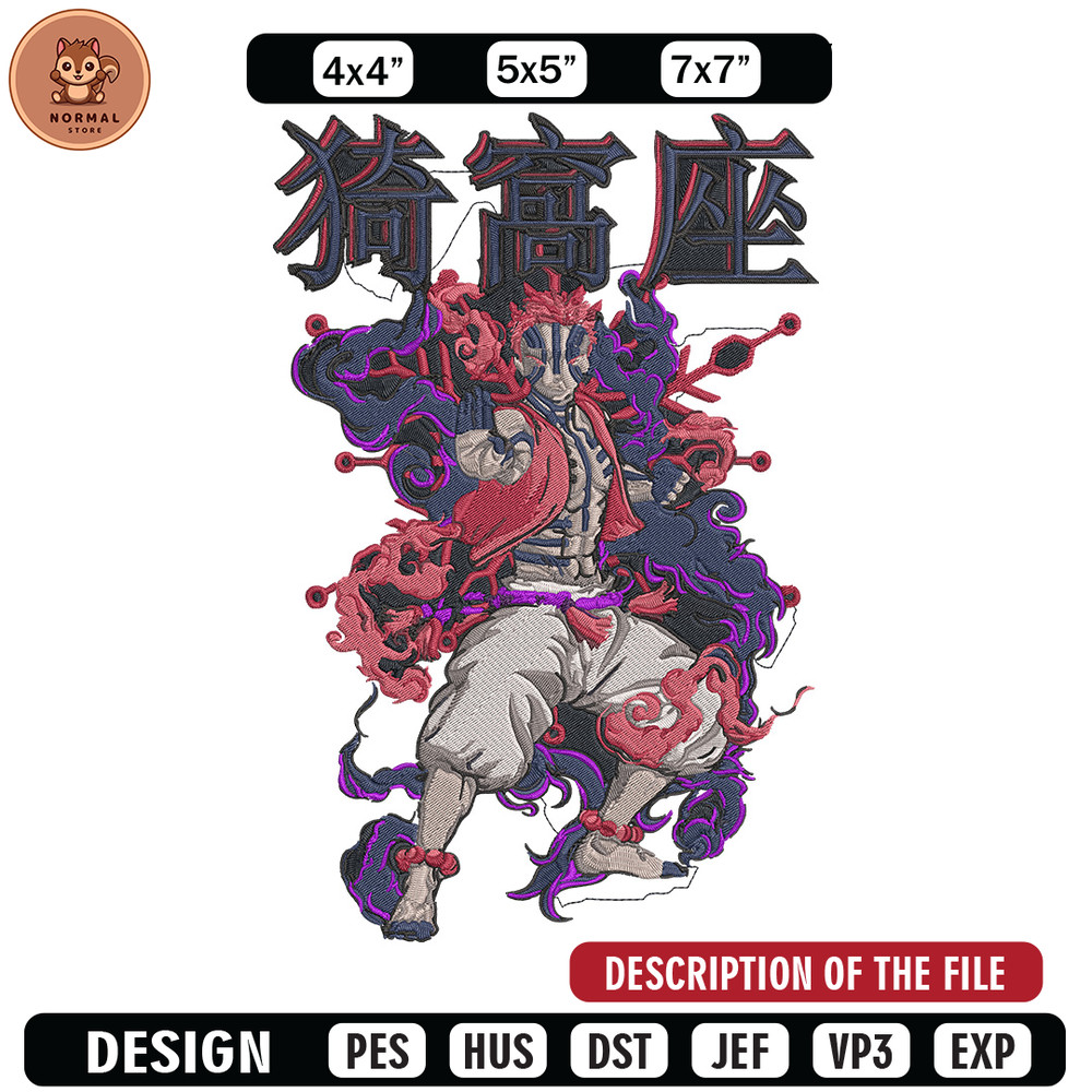 Akaza poster Embroidery Design, Demon slayer Embroidery, Embroidery File, Anime Embroidery, Digital download.jpg
