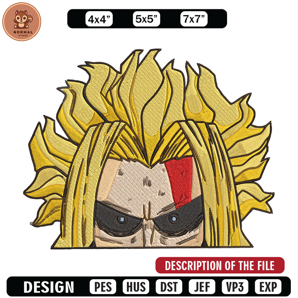 All Might Peeker Embroidery Design, Mha Embroidery, Embroidery File, Anime Embroidery, Anime shirt, Digital download.jpg