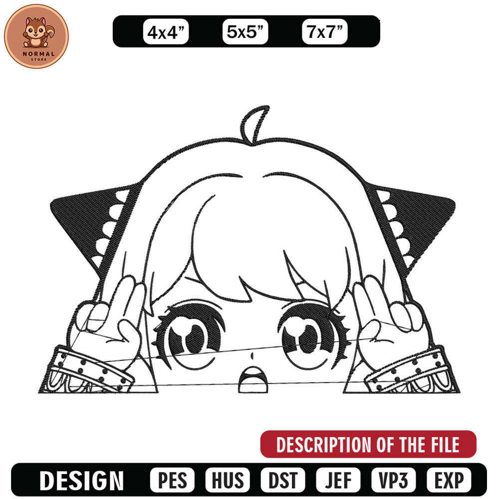 Anya cute Embroidery Design, Spy x family Embroidery, Embroidery File, Anime Embroidery, Anime shirt, Digital download.jpg