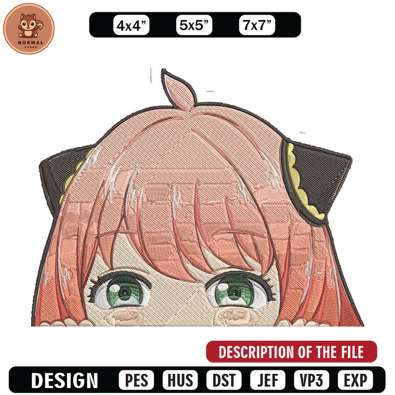 Anya Peek Embroidery Design, Spy x family Embroidery, Embroidery File, Anime Embroidery, Anime shirt, Digital download.jpg