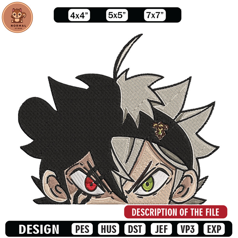 Asta Peeker Embroidery Design, Black clover Embroidery, Embroidery File, Anime Embroidery, Anime shirt,Digital download.jpg