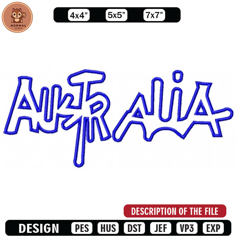 Australia text embroidery design, Embroidery design, Logo design, Embroidered shirt, Text design, digital download.jpg