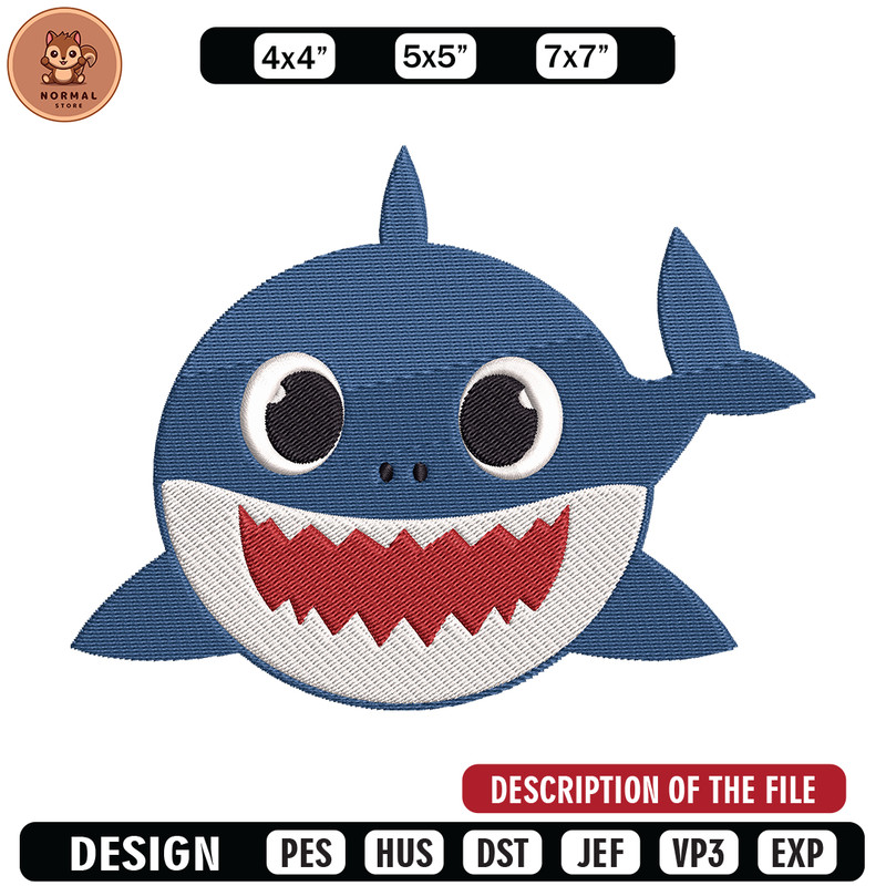 Baby Shark Embroidery Design, Shark Embroidery, cartoon shirt, Embroidery File, Embroidery design, Digital download..jpg