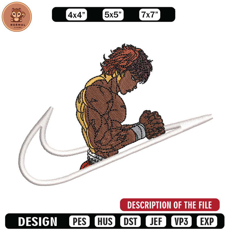 Baki Hanma embroidery design, Baki embroidery, Nike design, anime design, embroidery file, anime shirt, Digital download.jpg