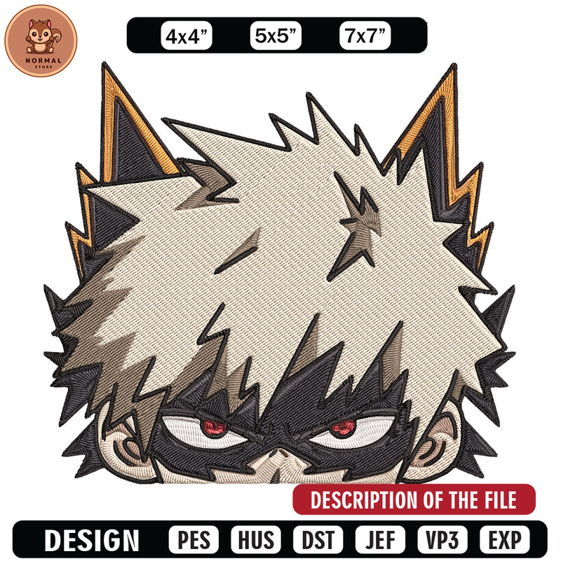 Bakugo Peeker Embroidery Design, Mha Embroidery, Embroidery File, Anime Embroidery, Anime shirt, Digital download.jpg