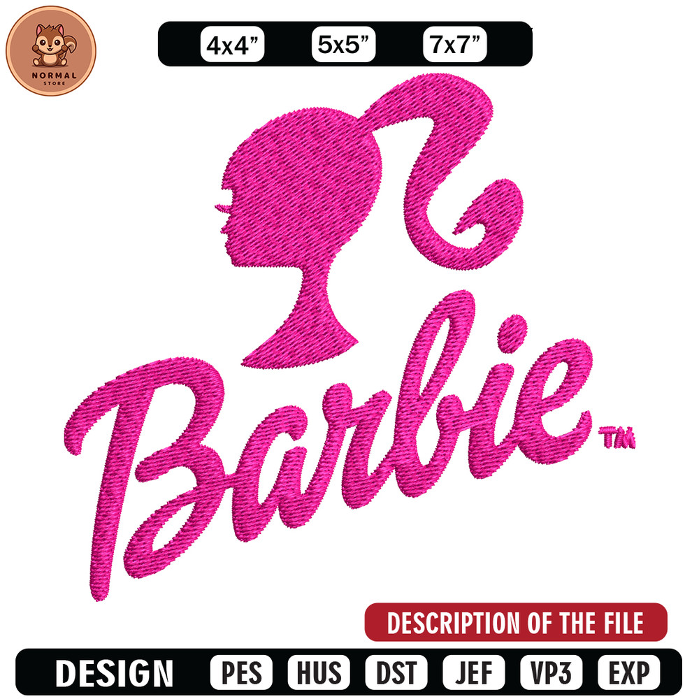 Barbie logo and her Embroidery, Barbie logo and her Embroidery, logo design, Embroidery File, Digital download..jpg