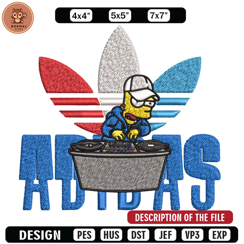 Bart dj adidas Embroidery Design, Adidas Embroidery, Brand Embroidery, Embroidery File, Logo shirt, Digital download.jpg