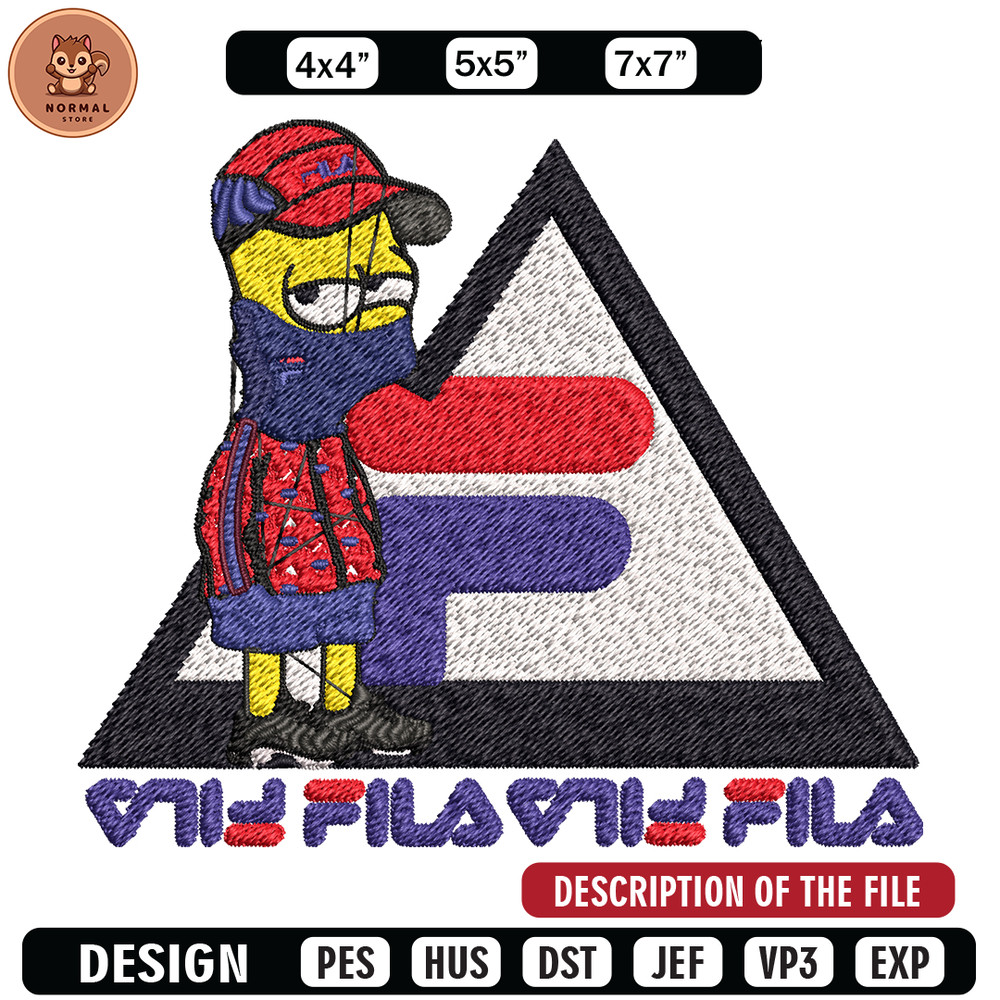 Bart Simpson Fila Embroidery design, Simpson Fila Embroidery, logo design, Embroidery File, Fila logo, Instant download..jpg