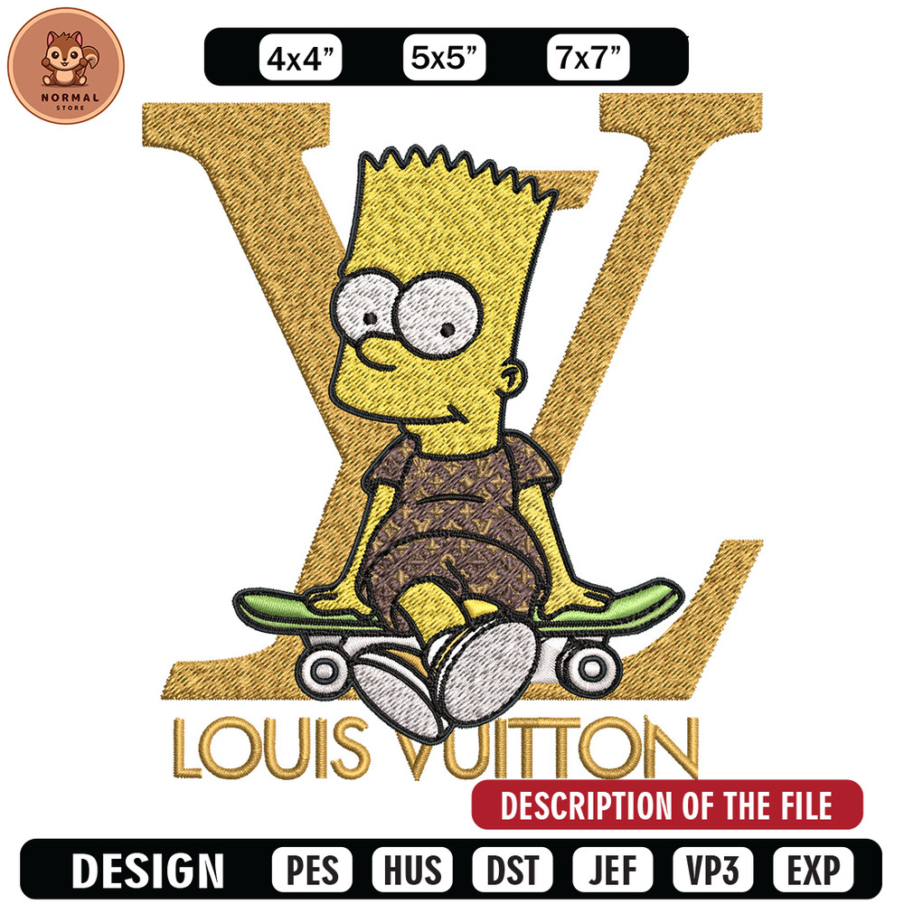 Bart simpson lv Embroidery Design, LV Embroidery, Embroidery File, Logo shirt, Sport Embroidery, Digital download.jpg