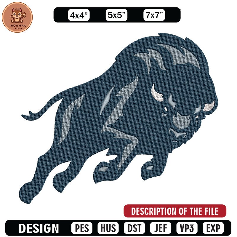 Bison Mascot embroidery design, College embroidery, Sport embroidery, logo sport embroidery, Embroidery design.jpg
