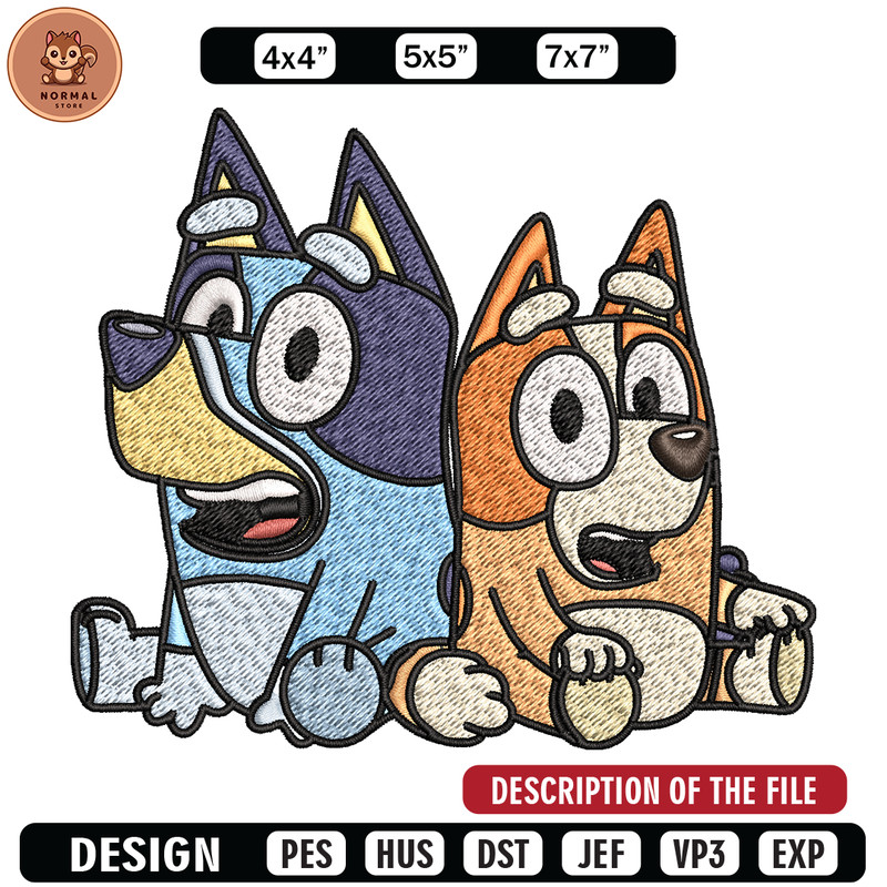 Bluey and Bingo Embroidery, Bluey Embroidery, Embroidery File, cartoon design, cartoon shirt, Digital download..jpg