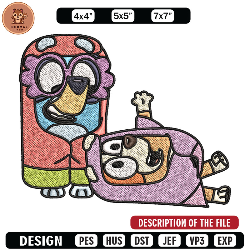 Bluey bingo Embroidery design, Bluey bingo Embroidery, Embroidery File, cartoon design, cartoon shirt, Digital download.jpg