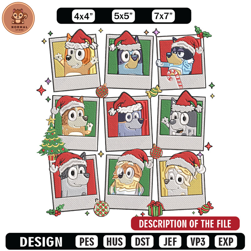 Bluey chrismas Embroidery Design, Bluey Embroidery, Embroidery File, Anime Embroidery, Anime shirt, Digital download.jpg