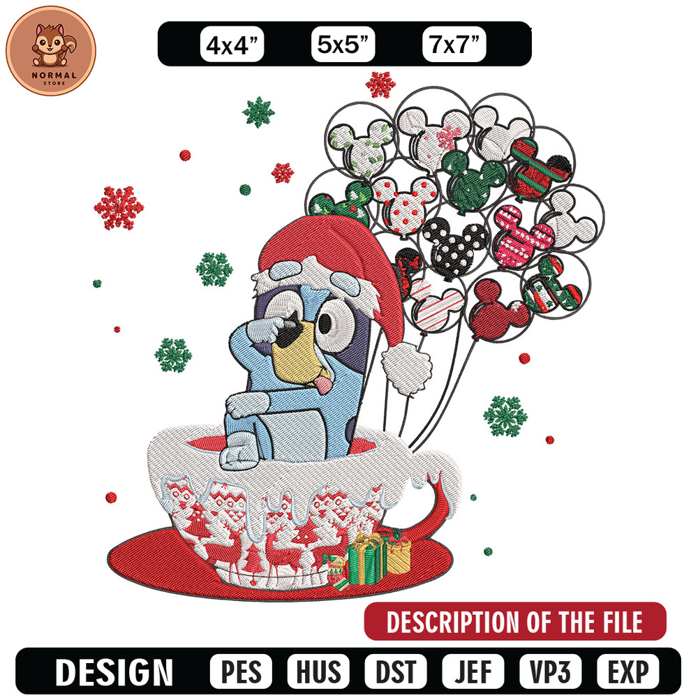 Bluey chrismas Embroidery Design,Bluey Embroidery, Embroidery File, Chrismas Embroidery, Anime shirt, Digital download.jpg