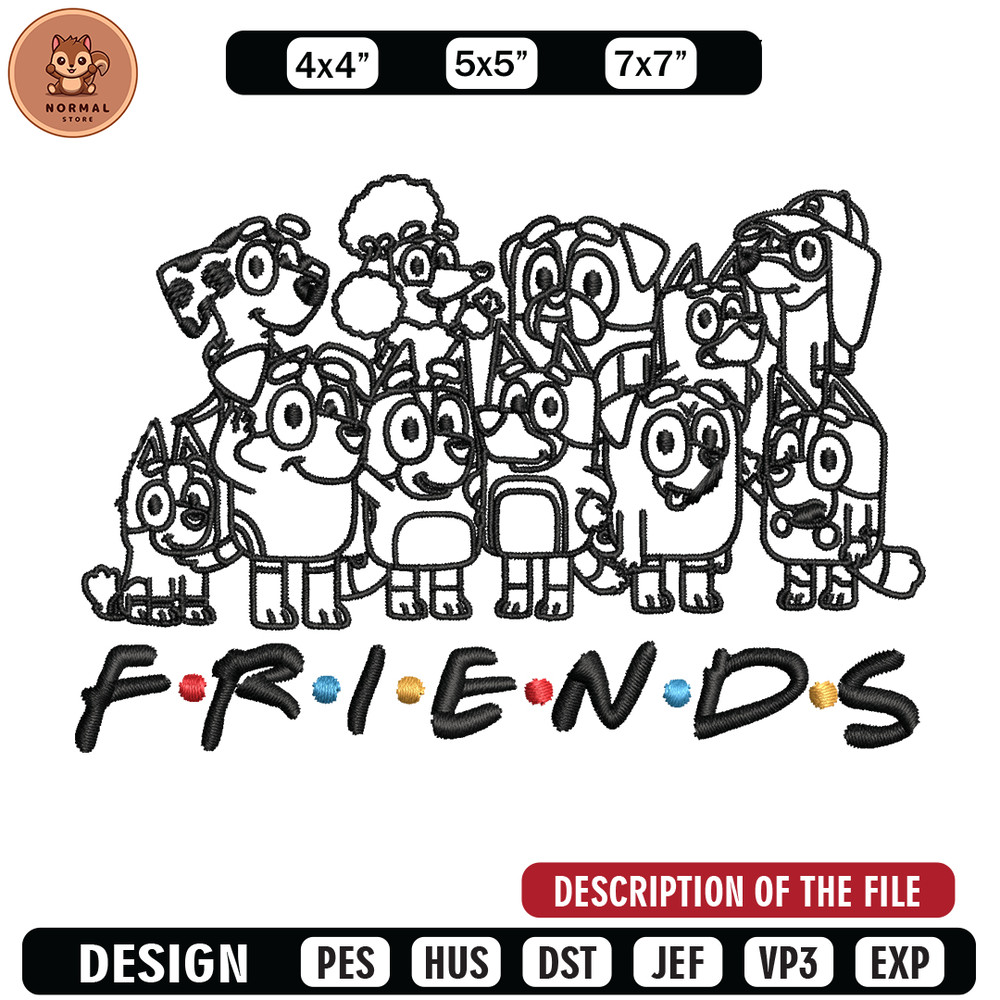 Bluey family Coloring Pages Embroidery, Bluey Embroidery, Embroidery File, cartoon design, logo shirt, Digital download..jpg