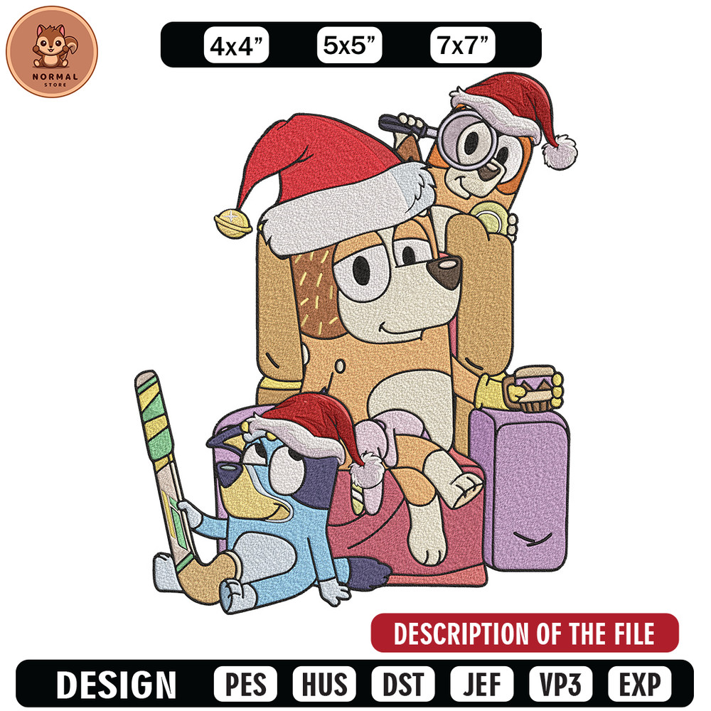 Bluey family Embroidery Design, Bluey Embroidery, Embroidery File, Chrismas Embroidery,Anime shirt, Digital download..jpg