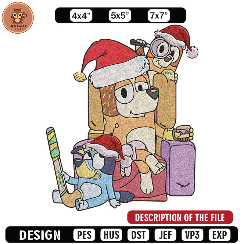 Bluey family Embroidery Design, Bluey Embroidery, Embroidery File, Chrismas Embroidery,Anime shirt, Digital download..jpg