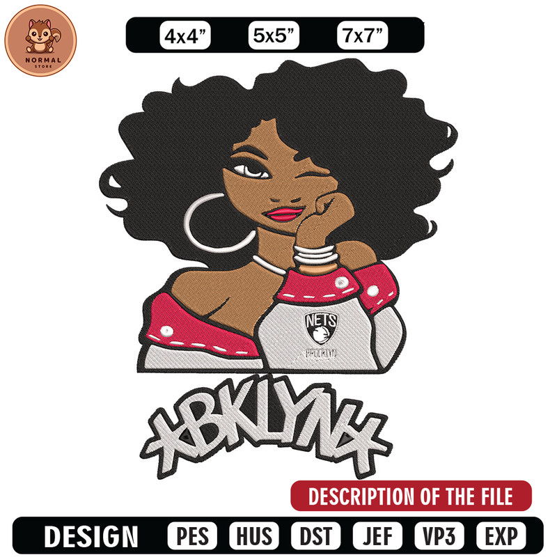 Brooklyn Nets girl embroidery design, NBA embroidery, Sport embroidery, Logo sport embroidery, Embroidery design..jpg