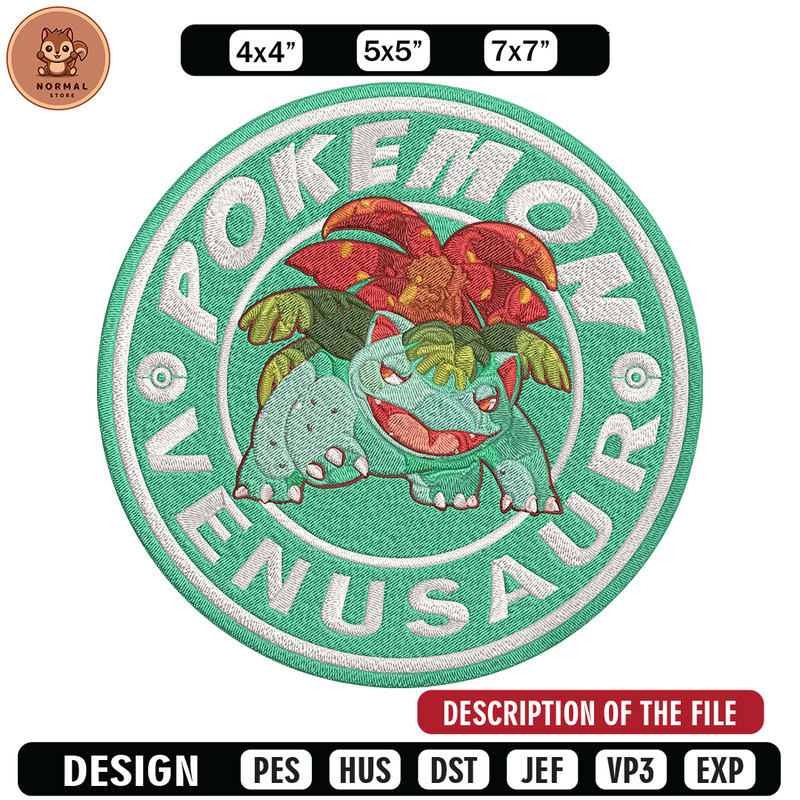 Bulbasaur poster Embroidery Design, Pokemon Embroidery, Embroidery File, Anime Embroidery, Anime shirt, Digital download.jpg