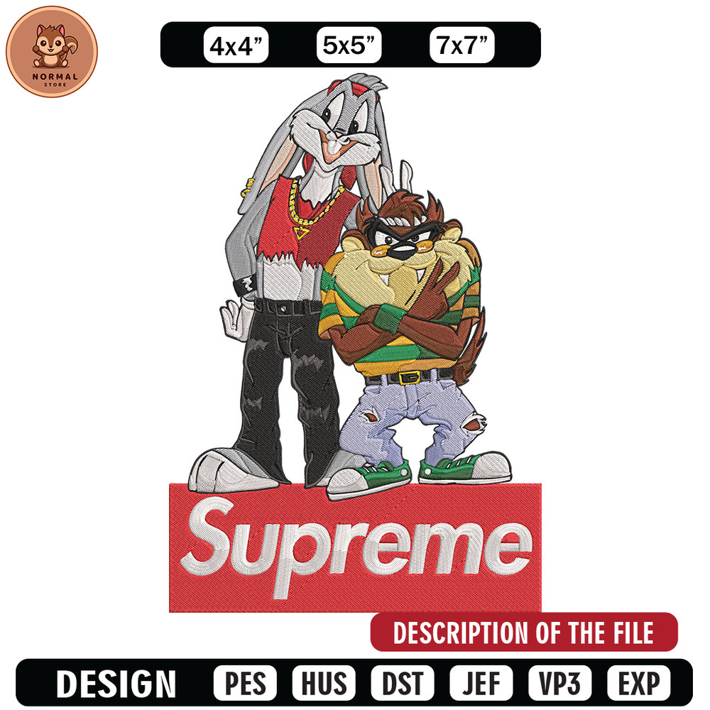 Bunny Taz Embroidery Design, Bunny Taz Embroidery, Embroidery File, Anime Embroidery, Supreme shirt, Digital download.jpg