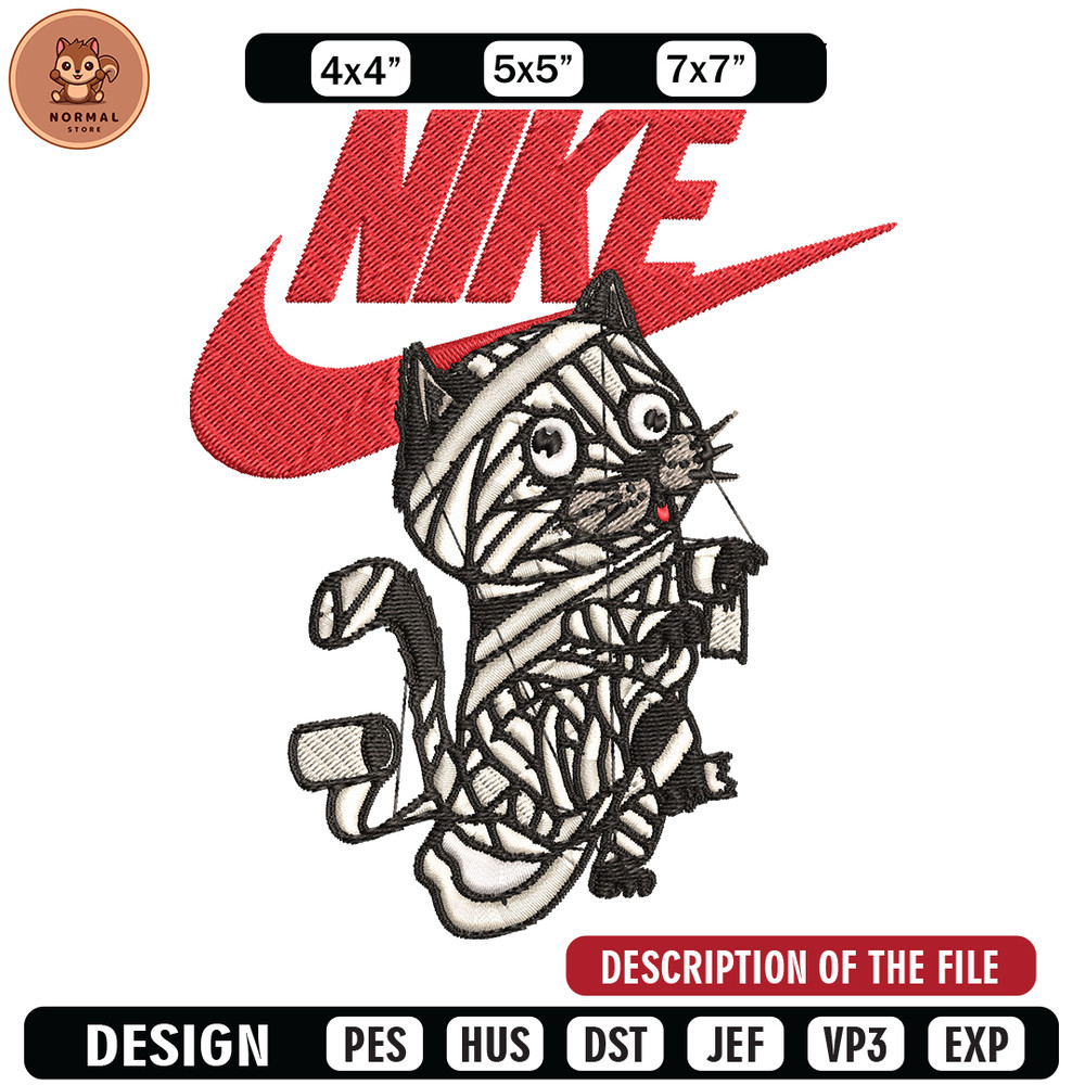 Cat Mummy Nike Embroidery design, Cat Mummy Nike Embroidery, Nike design, Embroidery file, Instant download..jpg