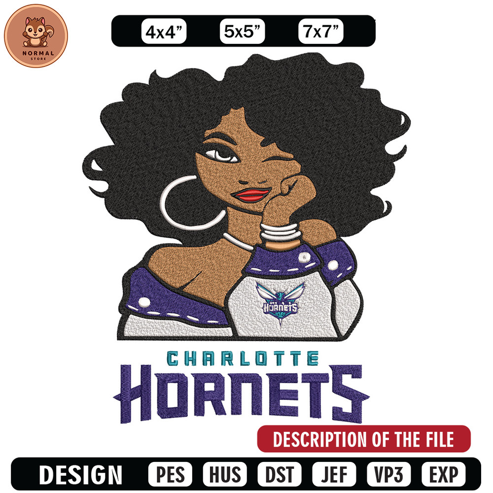 Charlotte Hornets girl embroidery design, NBA embroidery, Sport embroidery, Embroidery design, Logo sport embroidery..jpg