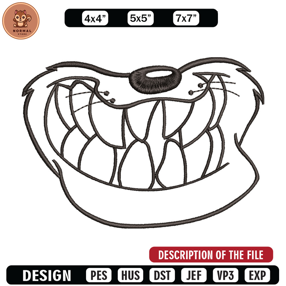 Dog black white embroidery design, cartoon embroidery, cartoon design, Embroidery file, cartoon shirt, Instant download.jpg