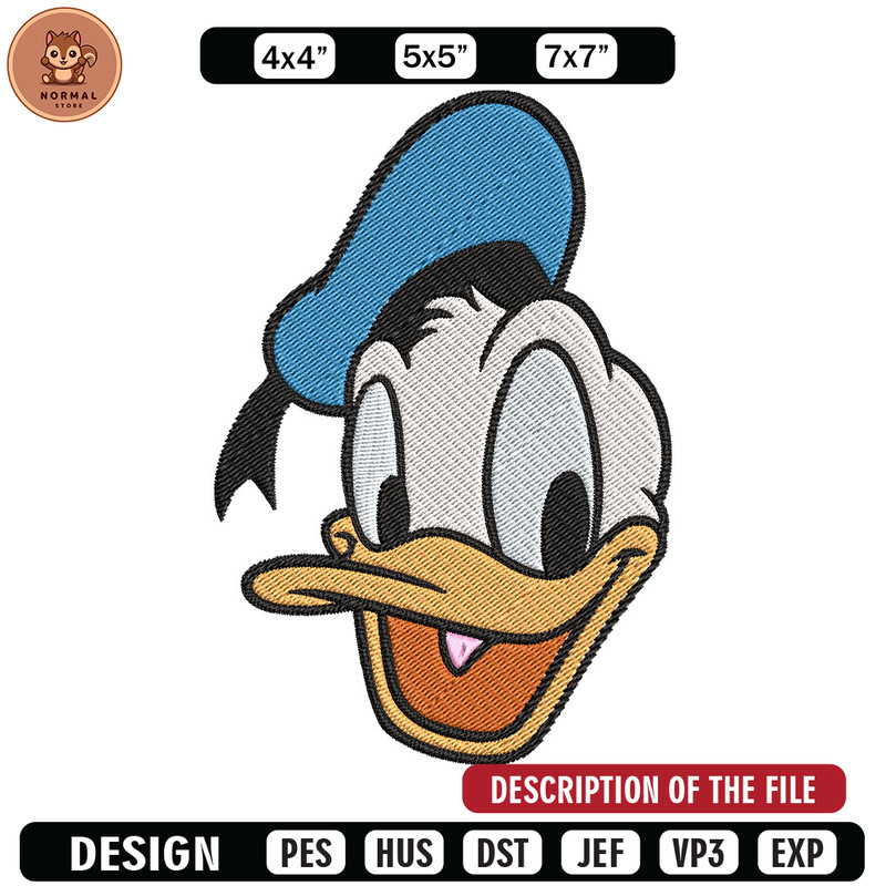 Donald Duck Embroidery Design, Disney Embroidery, Embroidery design, cartoon shirt, Embroidery File, Digital download..jpg