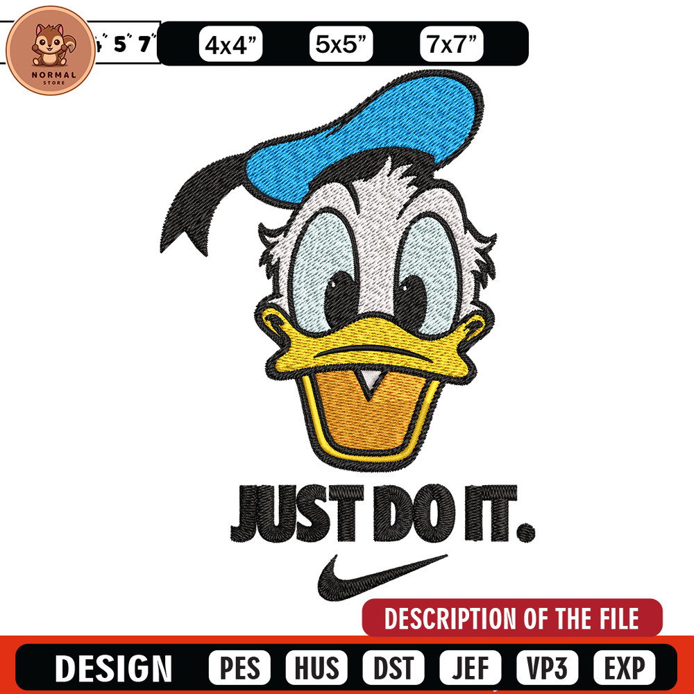 Donald Duck Nike Embroidery design, Donald Duck cartoon Embroidery, Nike design, Embroidery file, Instant download..jpg