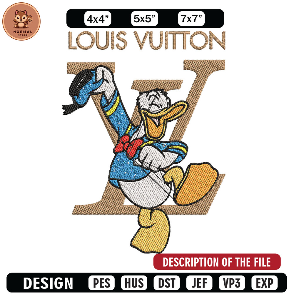Duck cartoon lv Embroidery Design, LV Embroidery, Brand Embroidery, Embroidery File, Logo shirt, Digital download.jpg