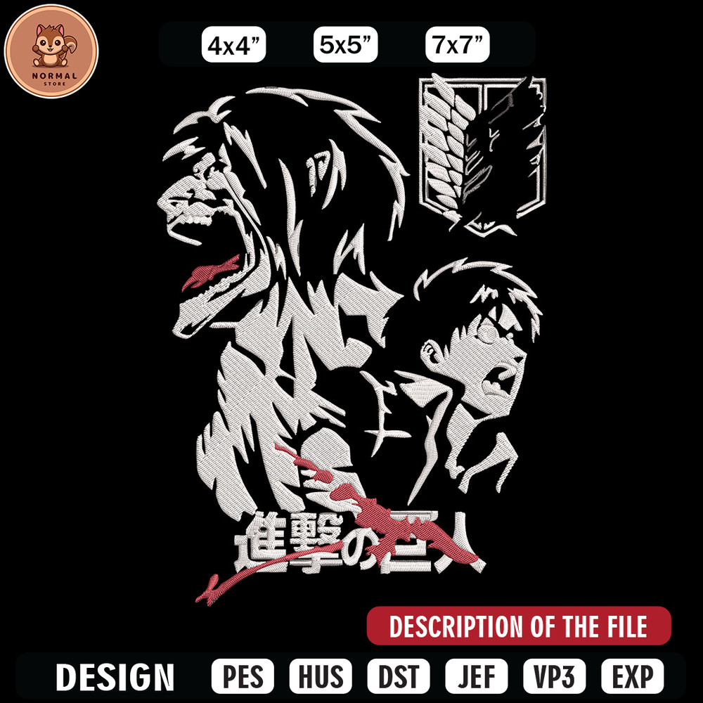 Eren poster Embroidery Design, Aot Embroidery, Embroidery File, Anime Embroidery, Anime shirt,Digital download..jpg