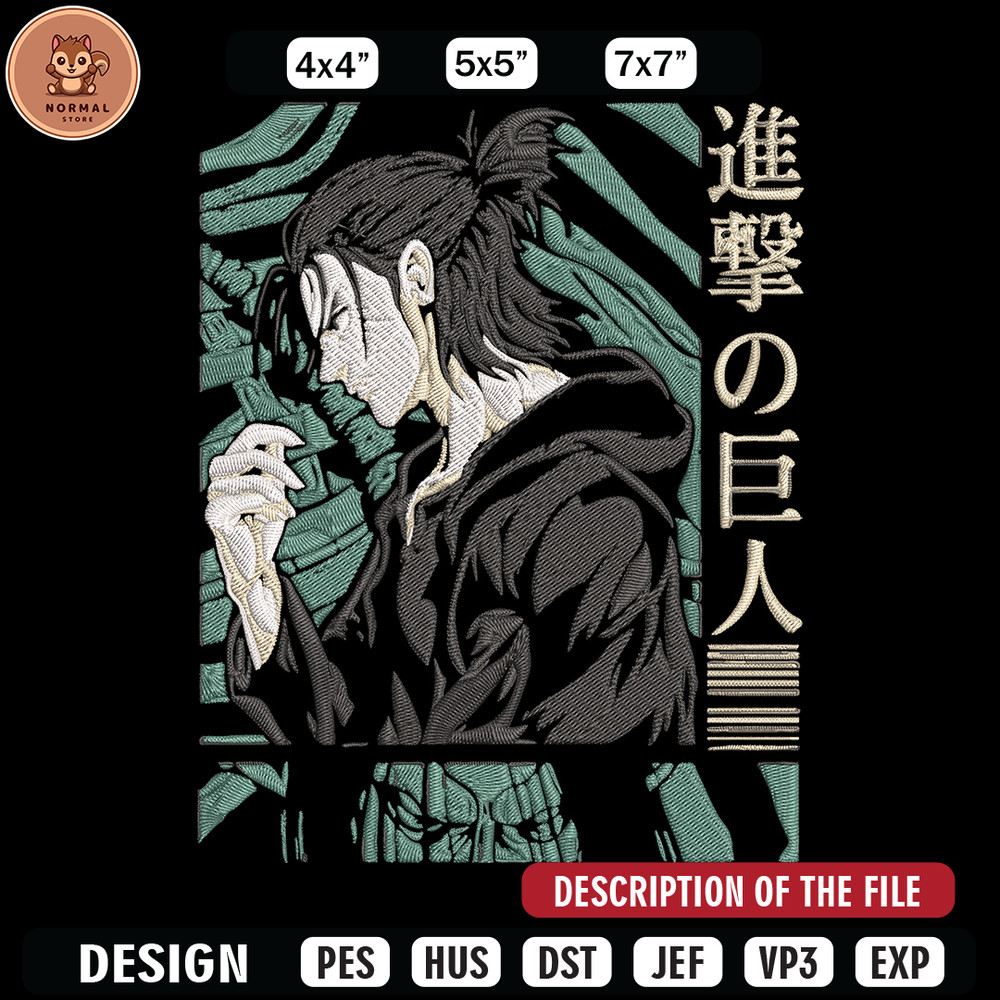 Eren poster Embroidery Design, Aot Embroidery,Embroidery File, Anime Embroidery, Anime shirt, Digital download.jpg