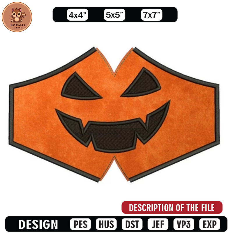 Face mask halloween embroidery design, Halloween Embroidery, Halloween design, Embroidered shirt, digital download.jpg