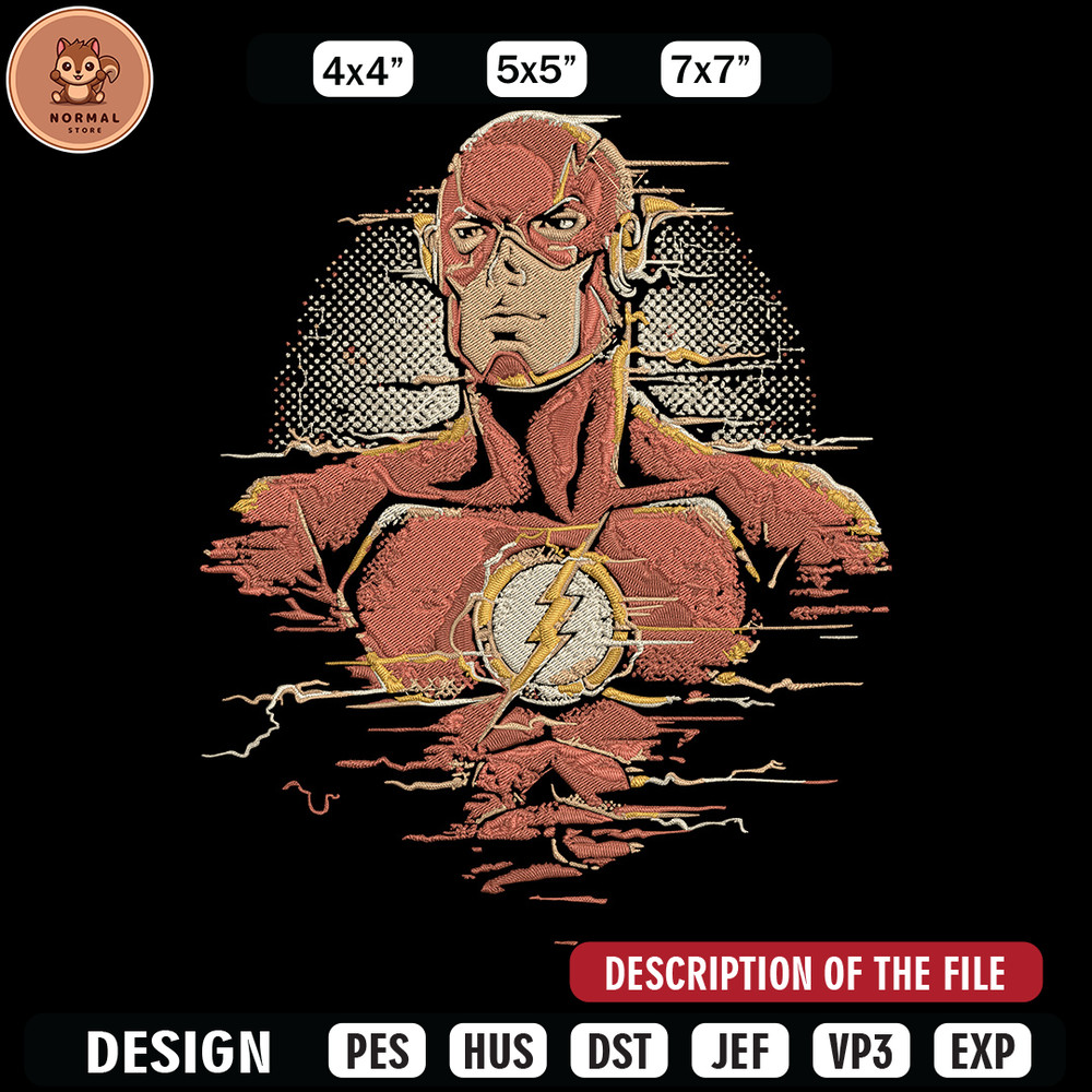 Flash poster Embroidery Design, DC comics Embroidery, Embroidery File, Anime Embroidery, Anime shirt, Digital download.jpg