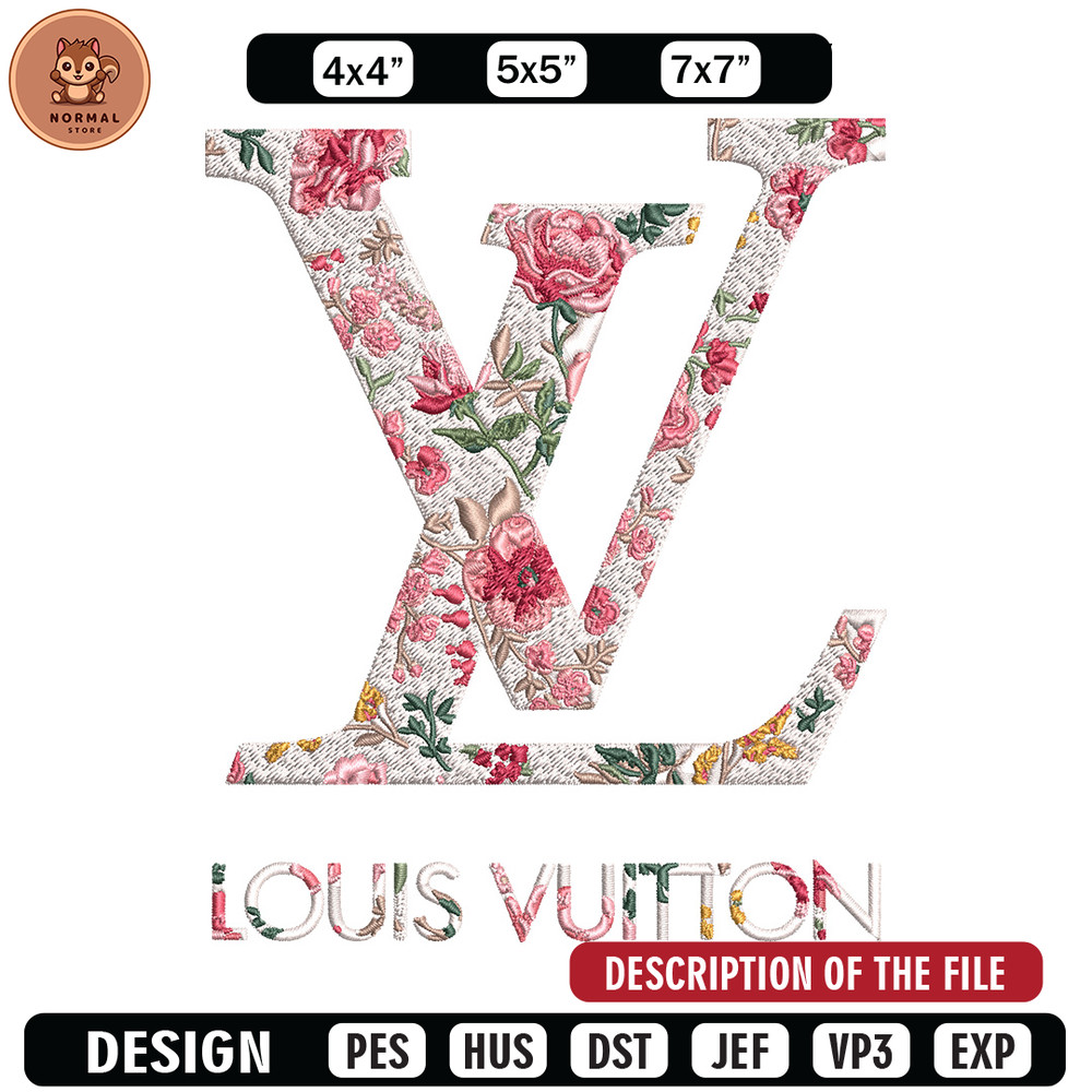 Flower louis vuitton Embroidery Design, Lv Embroidery, Embroidery File, Brand Embroidery, Logo shirt, Digital download.jpg