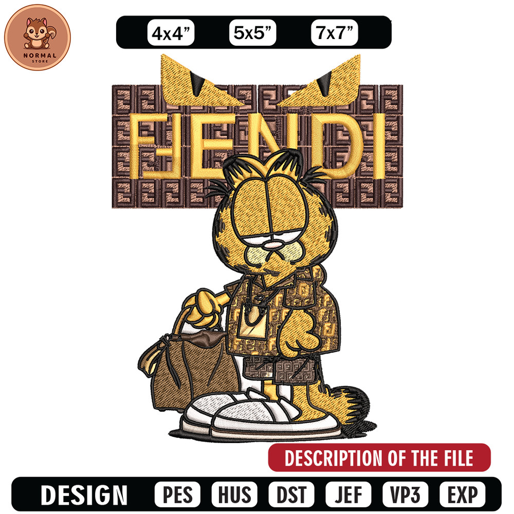 Garfield Fendi Embroidery design, Garfield Fendi cartoon Embroidery, cartoon design, Embroidery File, Digital download..jpg