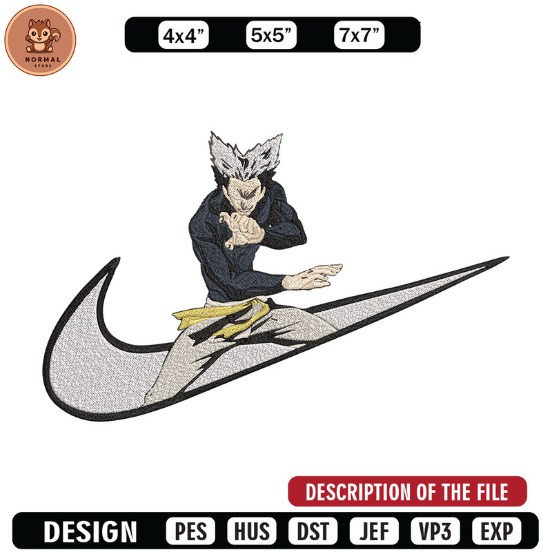 Garou x nike Embroidery Design, One punch man Embroidery, Embroidery File,Nike Embroidery, Anime shirt, Digital download.jpg