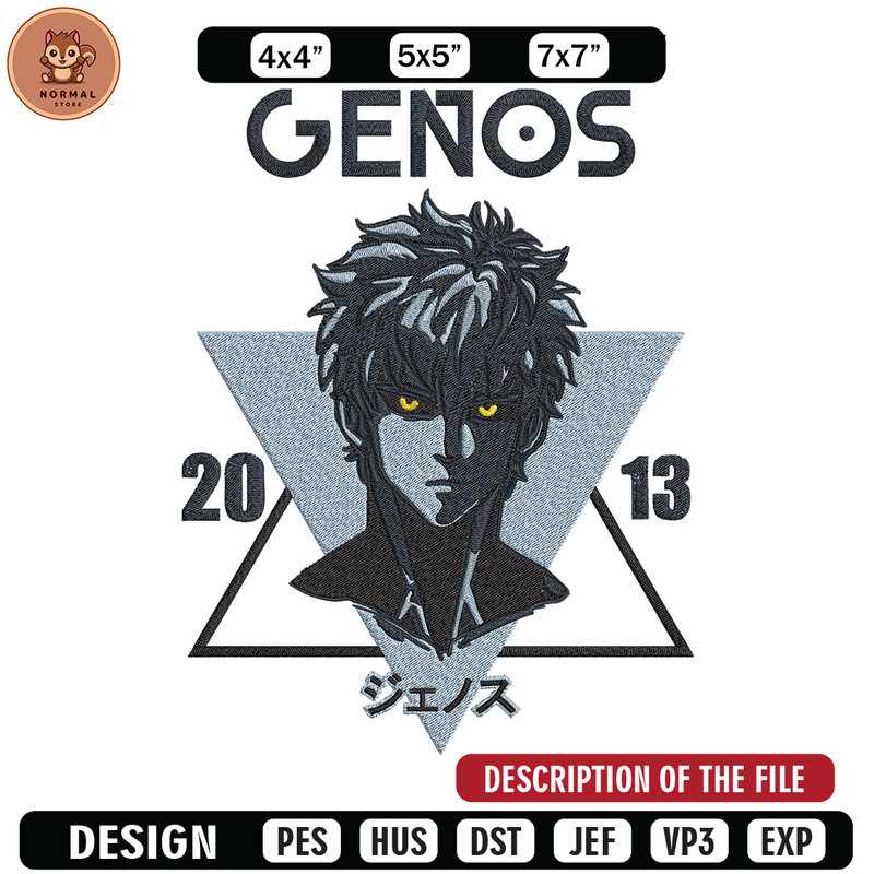 Genos poster Embroidery Design, One punch man Embroidery, Embroidery File, Anime Embroidery, Anime shirt.jpg
