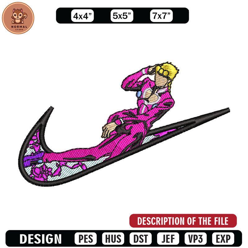 Giorno giovanna nike embroidery design, Giorno giovanna embroidery, Nike design, Embroidery file, digital download..jpg