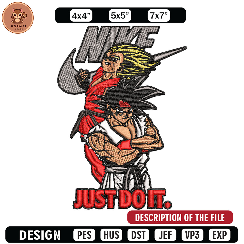 Goku and Vegeta Nike Embroidery design, Dragon ball Embroidery, Nike design, Embroidery file, Instant download..jpg